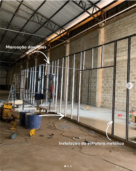 Drywall em barracão — etapa 1